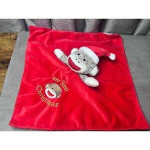 Baby Starters Sock Monkey Lovey Security Blanket My 1st Christmas 13 Inch Toy